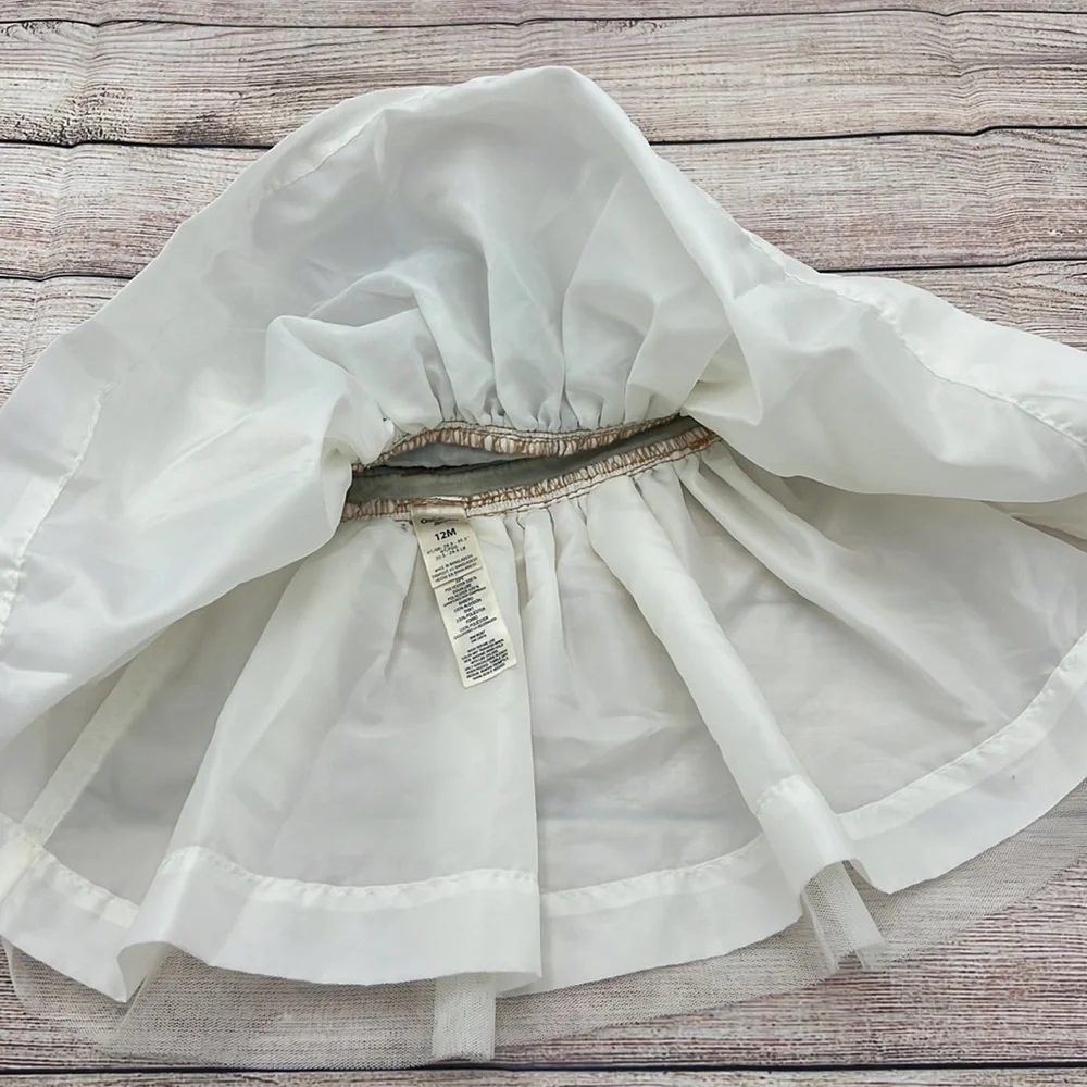 Osh Kosh Overall Dress with Cream Tulle Skirt Size 12 Months